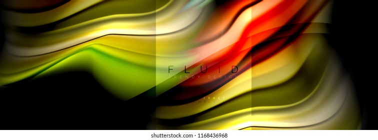 Rainbow fluid abstract shapes, liquid colors design, colorful marble or plastic wavy texture background, multicolored template for business or technology presentation or web brochure cover design