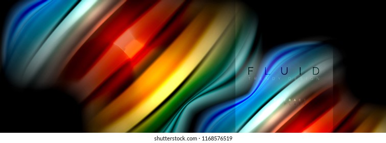 Rainbow fluid abstract shapes, liquid colors design, colorful marble or plastic wavy texture background, multicolored template for business or technology presentation or web brochure cover design