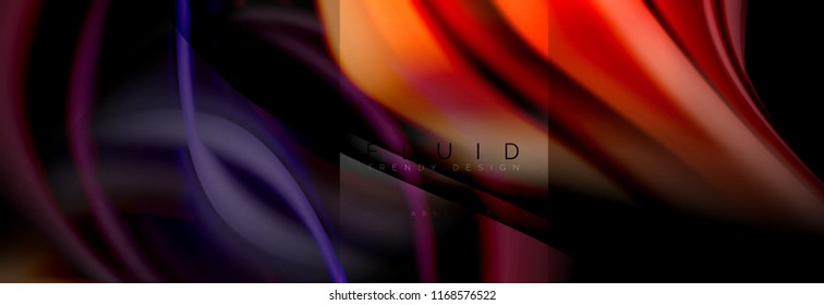 Rainbow fluid abstract shapes, liquid colors design, colorful marble or plastic wavy texture background, multicolored template for business or technology presentation or web brochure cover design