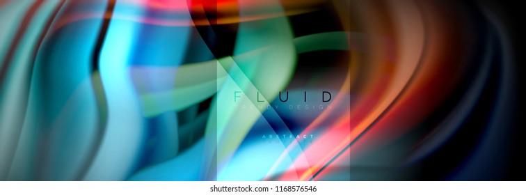Rainbow fluid abstract shapes, liquid colors design, colorful marble or plastic wavy texture background, multicolored template for business or technology presentation or web brochure cover design