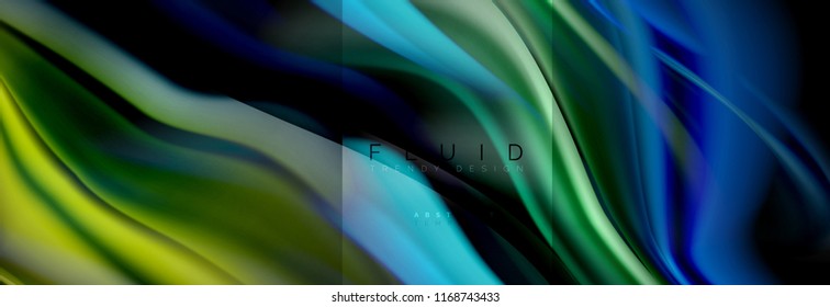 Rainbow fluid abstract shapes, liquid colors design, colorful marble or plastic wavy texture background, multicolored template for business or technology presentation or web brochure cover design