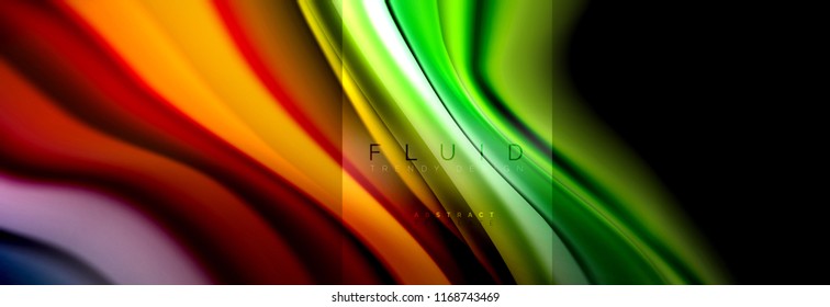 Rainbow fluid abstract shapes, liquid colors design, colorful marble or plastic wavy texture background, multicolored template for business or technology presentation or web brochure cover design