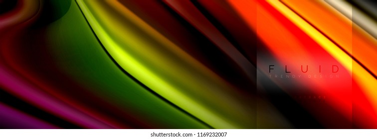 Rainbow fluid abstract shapes, liquid colors design, colorful marble or plastic wavy texture background, multicolored template for business or technology presentation or web brochure cover design