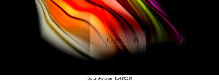 Rainbow fluid abstract shapes, liquid colors design, colorful marble or plastic wavy texture background, multicolored template for business or technology presentation or web brochure cover design