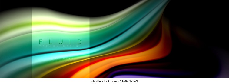 Rainbow fluid abstract shapes, liquid colors design, colorful marble or plastic wavy texture background, multicolored template for business or technology presentation or web brochure cover design
