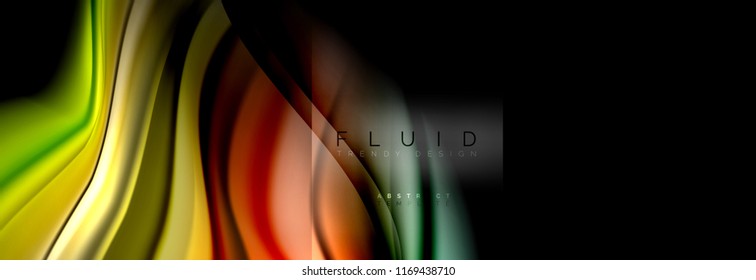 Rainbow fluid abstract shapes, liquid colors design, colorful marble or plastic wavy texture background, multicolored template for business or technology presentation or web brochure cover design