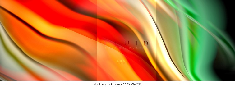 Rainbow fluid abstract shapes, liquid colors design, colorful marble or plastic wavy texture background, multicolored template for business or technology presentation or web brochure cover design