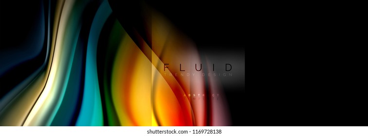 Rainbow fluid abstract shapes, liquid colors design, colorful marble or plastic wavy texture background, multicolored template for business or technology presentation or web brochure cover design