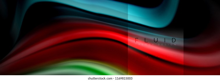 Rainbow fluid abstract shapes, liquid colors design, colorful marble or plastic wavy texture background, multicolored template for business or technology presentation or web brochure cover design