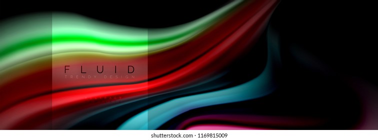 Rainbow fluid abstract shapes, liquid colors design, colorful marble or plastic wavy texture background, multicolored template for business or technology presentation or web brochure cover design