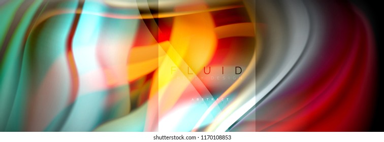 Rainbow fluid abstract shapes, liquid colors design, colorful marble or plastic wavy texture background, multicolored template for business or technology presentation or web brochure cover design