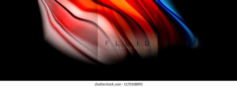 Rainbow fluid abstract shapes, liquid colors design, colorful marble or plastic wavy texture background, multicolored template for business or technology presentation or web brochure cover design