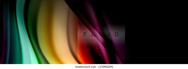 Rainbow fluid abstract shapes, liquid colors design, colorful marble or plastic wavy texture background, multicolored template for business or technology presentation or web brochure cover design