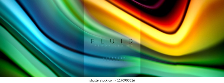 Rainbow fluid abstract shapes, liquid colors design, colorful marble or plastic wavy texture background, multicolored template for business or technology presentation or web brochure cover design