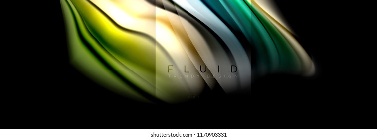 Rainbow fluid abstract shapes, liquid colors design, colorful marble or plastic wavy texture background, multicolored template for business or technology presentation or web brochure cover design