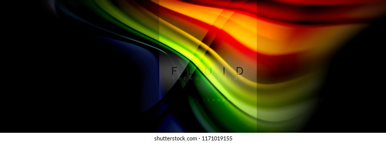 Rainbow fluid abstract shapes, liquid colors design, colorful marble or plastic wavy texture background, multicolored template for business or technology presentation or web brochure cover design