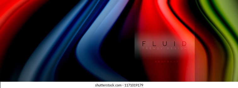 Rainbow fluid abstract shapes, liquid colors design, colorful marble or plastic wavy texture background, multicolored template for business or technology presentation or web brochure cover design