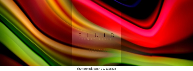 Rainbow fluid abstract shapes, liquid colors design, colorful marble or plastic wavy texture background, multicolored template for business or technology presentation or web brochure cover design