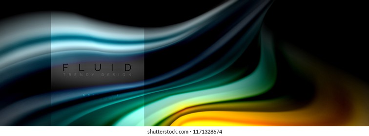 Rainbow fluid abstract shapes, liquid colors design, colorful marble or plastic wavy texture background, multicolored template for business or technology presentation or web brochure cover design