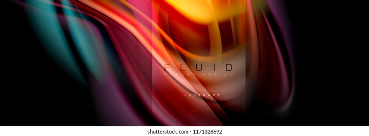 Rainbow fluid abstract shapes, liquid colors design, colorful marble or plastic wavy texture background, multicolored template for business or technology presentation or web brochure cover design