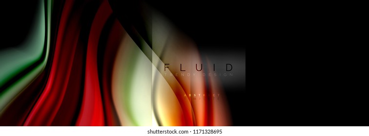 Rainbow fluid abstract shapes, liquid colors design, colorful marble or plastic wavy texture background, multicolored template for business or technology presentation or web brochure cover design