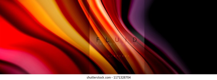 Rainbow fluid abstract shapes, liquid colors design, colorful marble or plastic wavy texture background, multicolored template for business or technology presentation or web brochure cover design