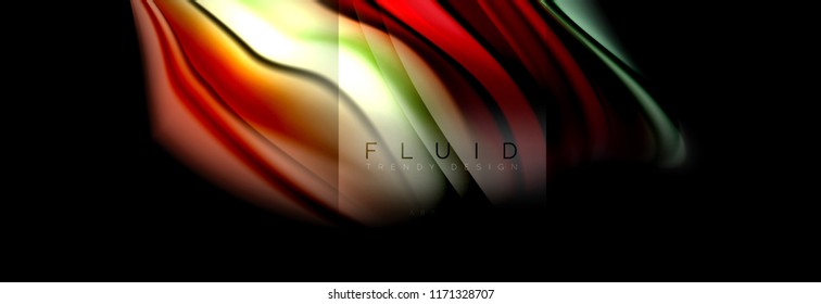 Rainbow fluid abstract shapes, liquid colors design, colorful marble or plastic wavy texture background, multicolored template for business or technology presentation or web brochure cover design