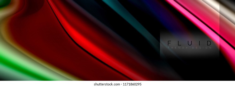 Formas abstractas del fluido arcoiris, diseño de colores líquidos, fondo de textura ondulada de mármol colorido o plástico, plantilla multicolor para presentación de negocios o tecnología o diseño de portada web