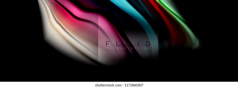 Rainbow fluid abstract shapes, liquid colors design, colorful marble or plastic wavy texture background, multicolored template for business or technology presentation or web brochure cover design