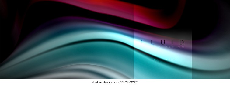 Rainbow fluid abstract shapes, liquid colors design, colorful marble or plastic wavy texture background, multicolored template for business or technology presentation or web brochure cover design
