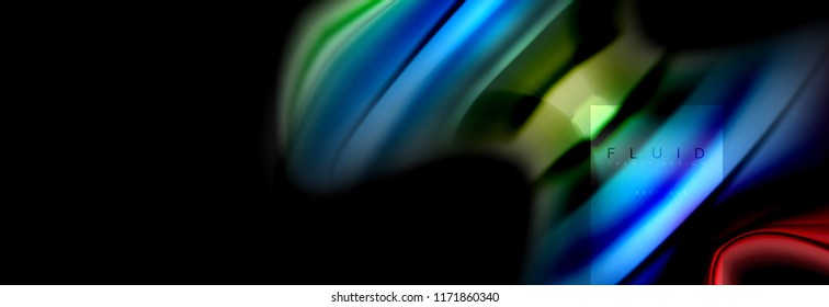 Rainbow fluid abstract shapes, liquid colors design, colorful marble or plastic wavy texture background, multicolored template for business or technology presentation or web brochure cover design