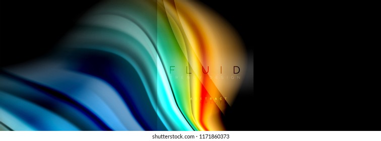 Rainbow fluid abstract shapes, liquid colors design, colorful marble or plastic wavy texture background, multicolored template for business or technology presentation or web brochure cover design