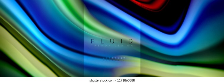 Rainbow fluid abstract shapes, liquid colors design, colorful marble or plastic wavy texture background, multicolored template for business or technology presentation or web brochure cover design