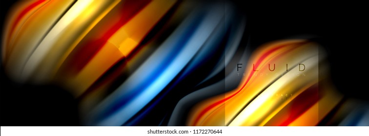 Rainbow fluid abstract shapes, liquid colors design, colorful marble or plastic wavy texture background, multicolored template for business or technology presentation or web brochure cover design
