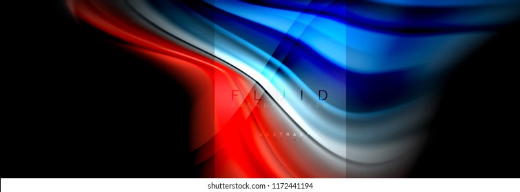 Rainbow fluid abstract shapes, liquid colors design, colorful marble or plastic wavy texture background, multicolored template for business or technology presentation or web brochure cover design