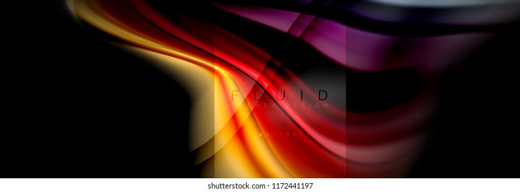 Rainbow fluid abstract shapes, liquid colors design, colorful marble or plastic wavy texture background, multicolored template for business or technology presentation or web brochure cover design