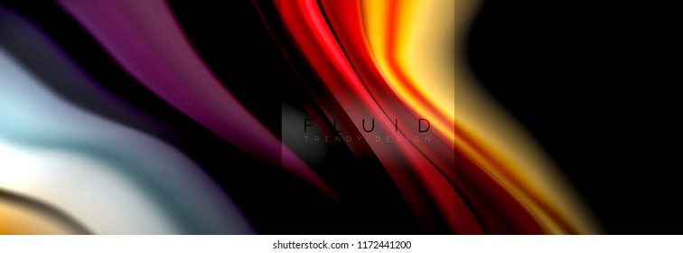 Rainbow fluid abstract shapes, liquid colors design, colorful marble or plastic wavy texture background, multicolored template for business or technology presentation or web brochure cover design