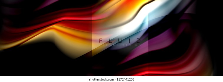 Rainbow fluid abstract shapes, liquid colors design, colorful marble or plastic wavy texture background, multicolored template for business or technology presentation or web brochure cover design
