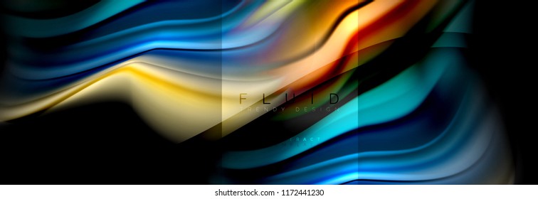 Rainbow fluid abstract shapes, liquid colors design, colorful marble or plastic wavy texture background, multicolored template for business or technology presentation or web brochure cover design