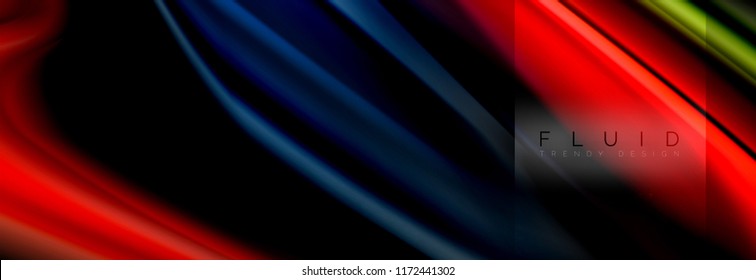 Rainbow fluid abstract shapes, liquid colors design, colorful marble or plastic wavy texture background, multicolored template for business or technology presentation or web brochure cover design