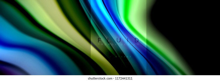 Rainbow fluid abstract shapes, liquid colors design, colorful marble or plastic wavy texture background, multicolored template for business or technology presentation or web brochure cover design