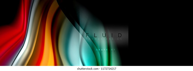 Rainbow fluid abstract shapes, liquid colors design, colorful marble or plastic wavy texture background, multicolored template for business or technology presentation or web brochure cover design