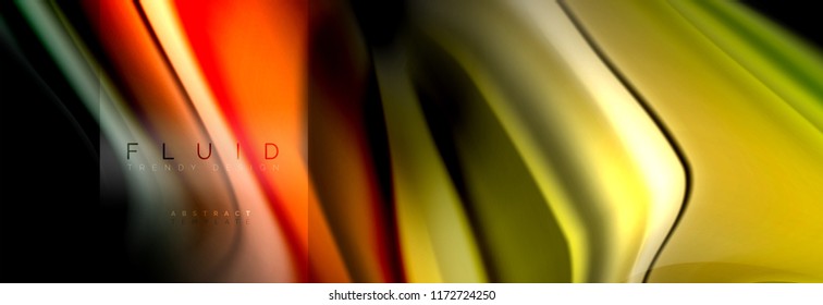 Rainbow fluid abstract shapes, liquid colors design, colorful marble or plastic wavy texture background, multicolored template for business or technology presentation or web brochure cover design