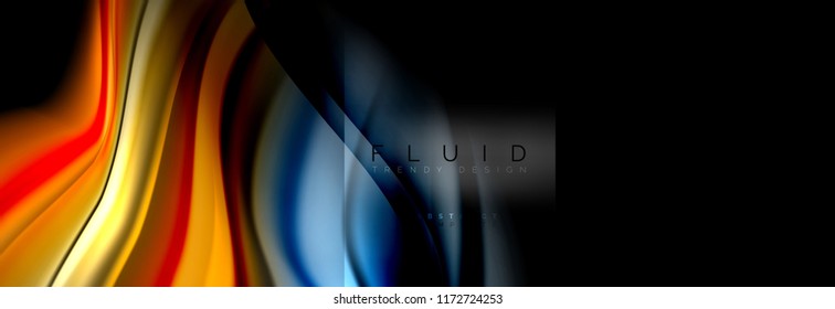 Rainbow fluid abstract shapes, liquid colors design, colorful marble or plastic wavy texture background, multicolored template for business or technology presentation or web brochure cover design