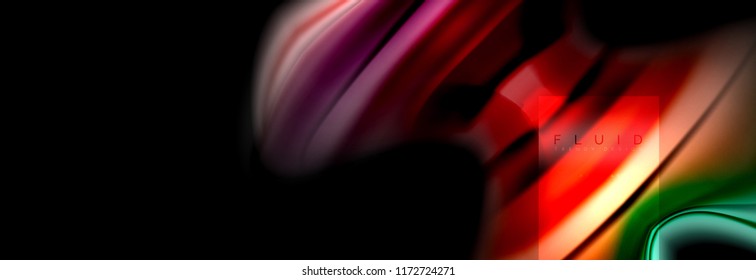 Rainbow fluid abstract shapes, liquid colors design, colorful marble or plastic wavy texture background, multicolored template for business or technology presentation or web brochure cover design