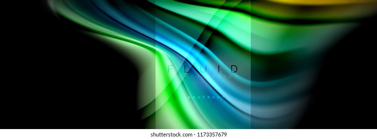 Rainbow fluid abstract shapes, liquid colors design, colorful marble or plastic wavy texture background, multicolored template for business or technology presentation or web brochure cover design