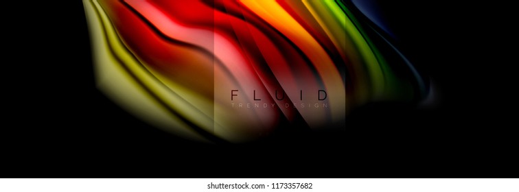 Rainbow fluid abstract shapes, liquid colors design, colorful marble or plastic wavy texture background, multicolored template for business or technology presentation or web brochure cover design
