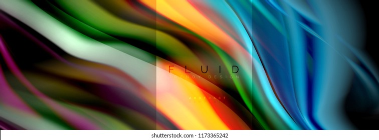 Rainbow fluid abstract shapes, liquid colors design, colorful marble or plastic wavy texture background, multicolored template for business or technology presentation or web brochure cover design
