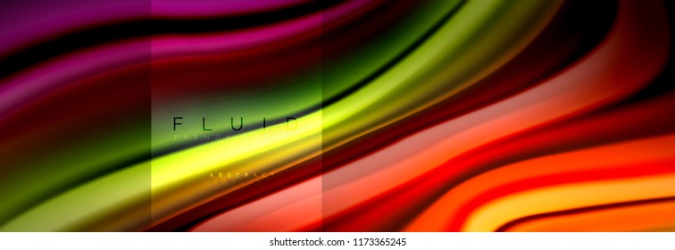 Rainbow fluid abstract shapes, liquid colors design, colorful marble or plastic wavy texture background, multicolored template for business or technology presentation or web brochure cover design
