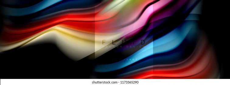 Rainbow fluid abstract shapes, liquid colors design, colorful marble or plastic wavy texture background, multicolored template for business or technology presentation or web brochure cover design